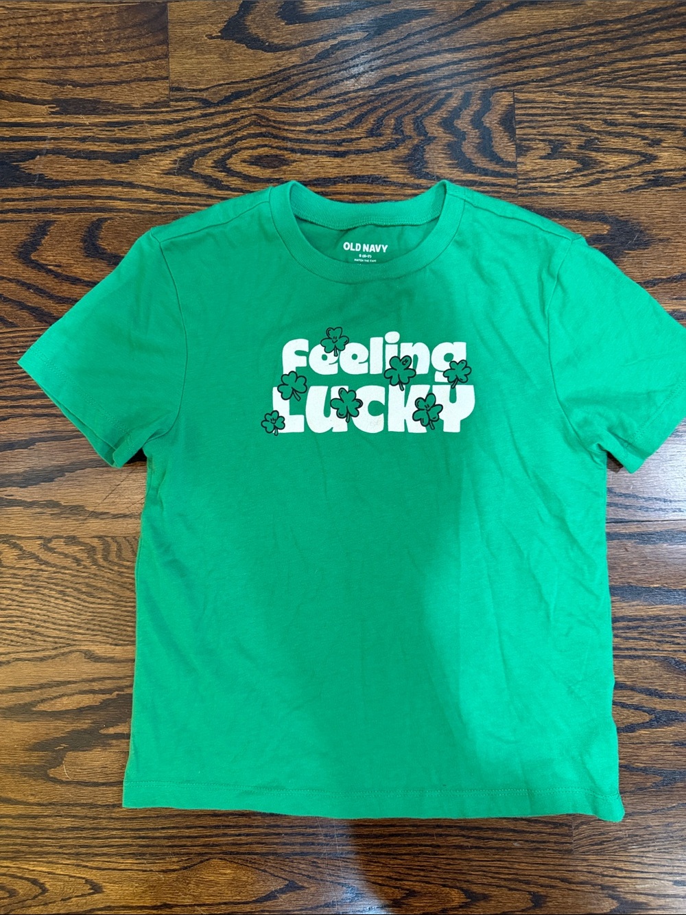 Old Navy Kids "Feeling Lucky" Green Graphic Tee size 6-7